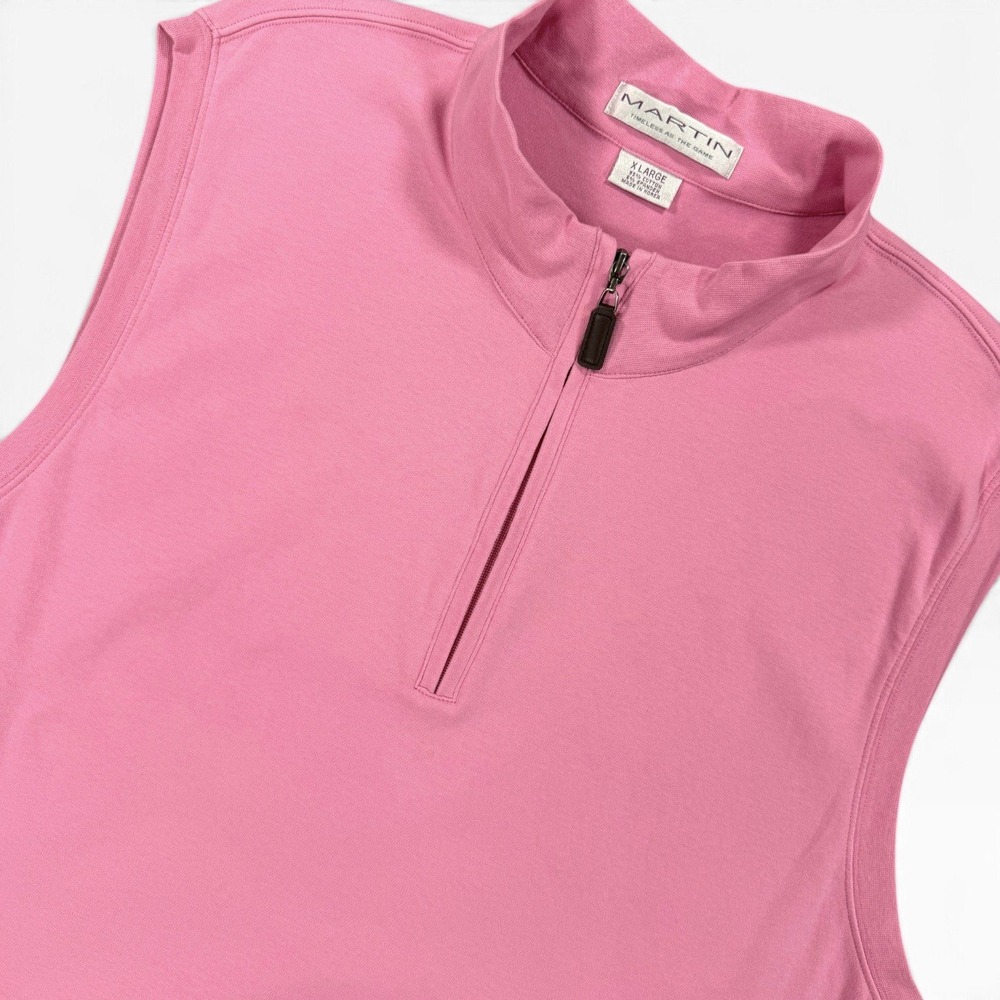 MARTIN Timeless As The Game 1/4 Zip Golf Vest Mens XL Pink Pullover Sport